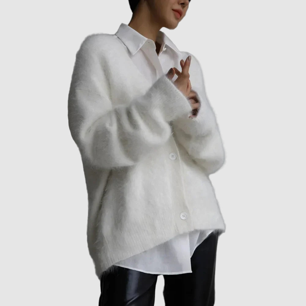 Angora V-Neck Cardigan